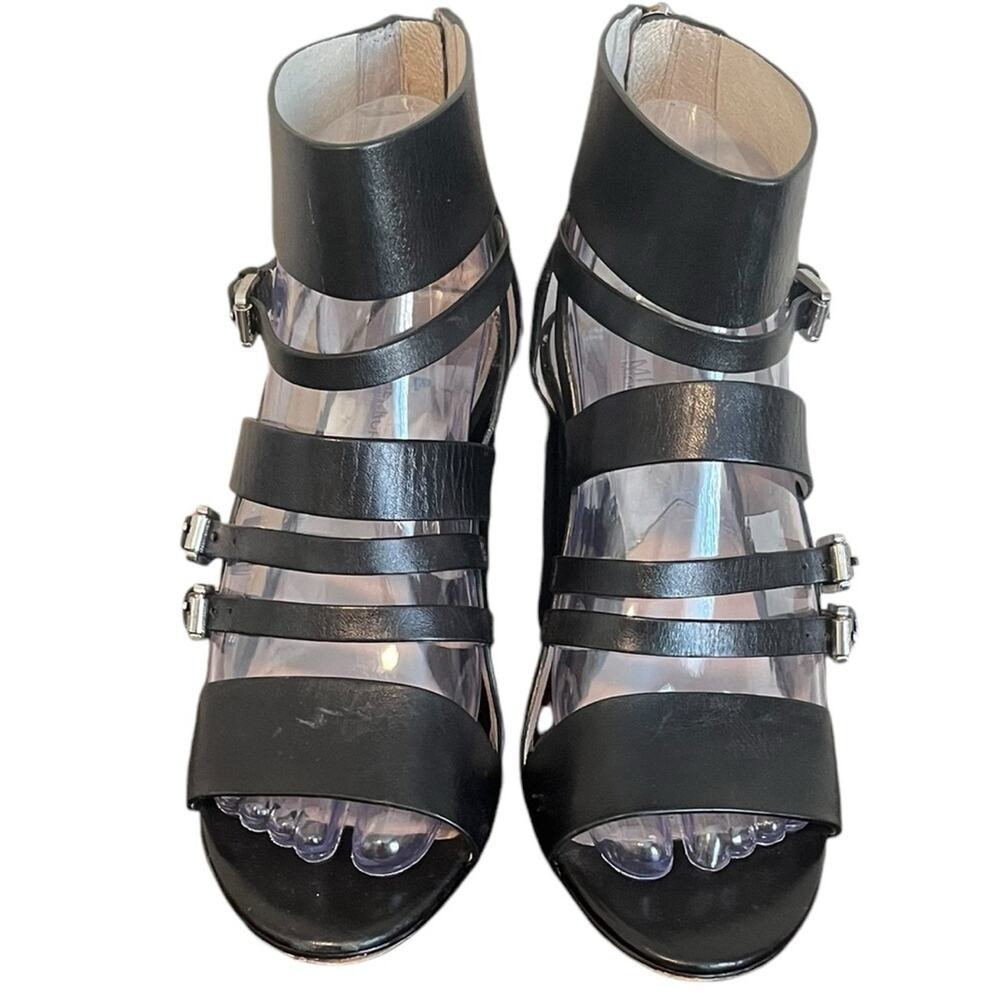 MICHAEL MICHAEL KORS Winston Black Leather Strappy Buckle Sandals Women’s Size 8 - Picture 2 of 9